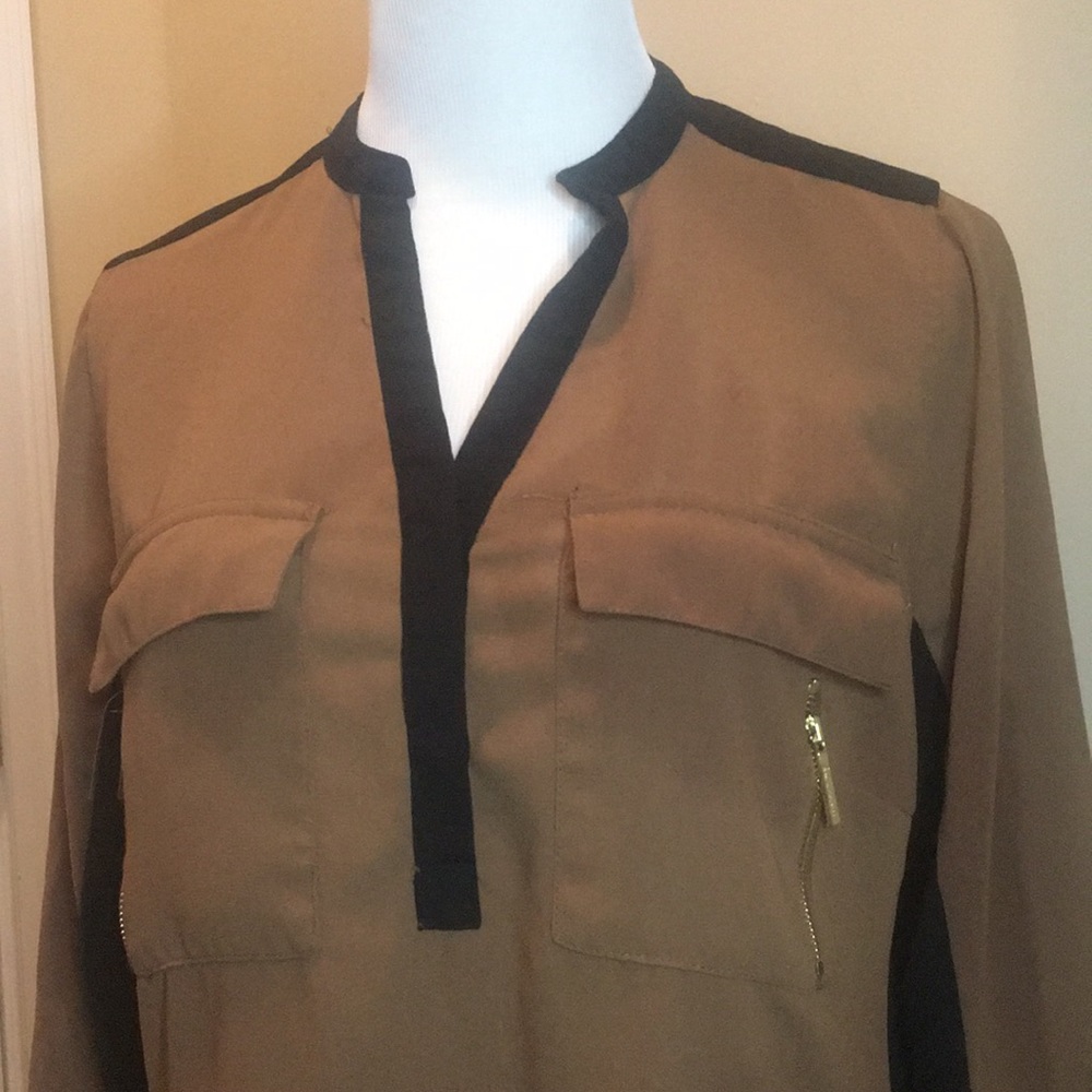 [P5] Lane Bryant Dark Tan/Brown Black Shirt Dress